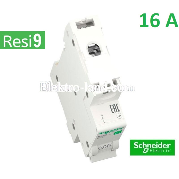 Автоматический выключатель 1Р 16А, C, 6кА, Schneider Electric RESI9 (R9F12116)